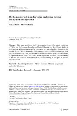 The housing problem and revealed preference theory