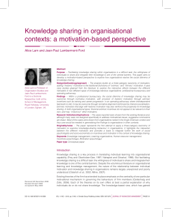 Knowledge sharing in organisational contexts: a motivation