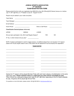 juneau sports association 2nd season team registration form