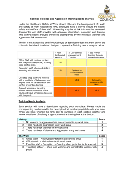 Conflict, Violence and Aggression Training needs analysis Under