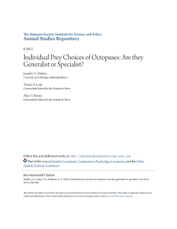 Individual Prey Choices of Octopuses: Are they Generalist or
