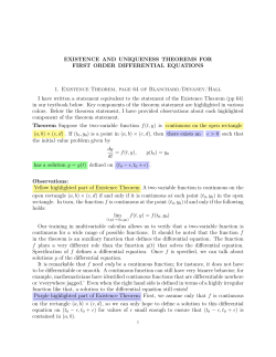 EXISTENCE AND UNIQUENESS THEOREMS FOR FIRST ORDER