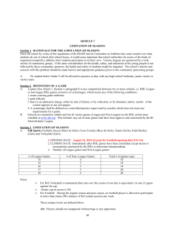40 ARTICLE 7 LIMITATION OF SEASONS Section 1. RATIONALE