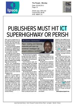 PUBLISHERS MUST HIT ICT SUPERHIGHWAY OR PERISH