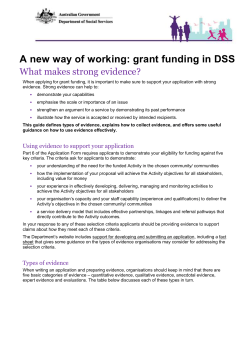 guidance on developing a strong evidence base