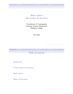 Block ciphers And modes of operation Table of