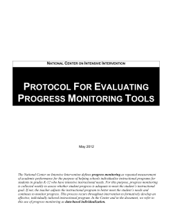 2012 Protocol for Evaluating Academic Progress Monitoring Tools