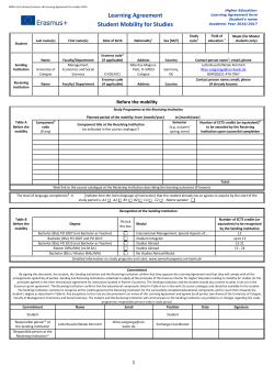 Higher Education: Learning Agreement form Student`s name