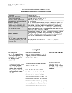 Ed 411: Teaching Children Mathematics Fall 2014