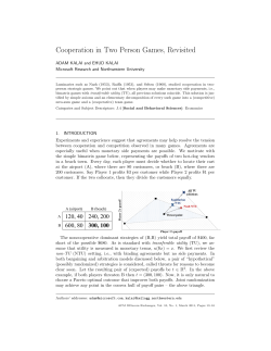 Cooperation in Two Person Games, Revisited