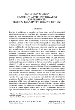 EINSTEIN`S ATTITUDE TOWARDS EXPERIMENTS: TESTING