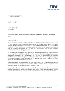 1356 - Regulations on the Status and Transfer of Players