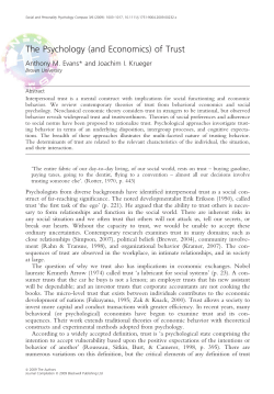 The Psychology (and Economics) of Trust