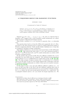 A UNIQUENESS RESULT FOR HARMONIC FUNCTIONS Suppose