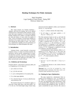 Hashing Techniques For Finite Automata