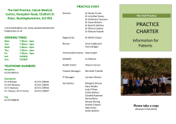 Practice Charter - Patient Leaflet