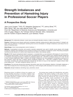 Strength Imbalances and Prevention of Hamstring Injury