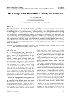 The Concept of the Mathematical Infinity and Economics