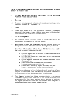 ALL SITES: Additional criteria added of `contribution to Green Belt