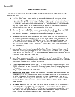 February 2-26 HERNDON GOLFERS CLUB RULES Play shall be