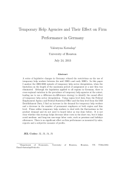 Temporary Help Agencies and Their Effect on Firm Performance in
