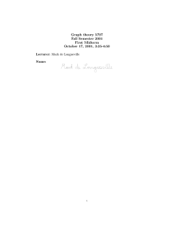 Graph theory 5707 Fall Semester 2001 First Midterm October 17