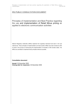 IRG PUBLIC CONSULTATION DOCUMENT