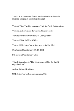 Introduction to" The Governance of Not-for