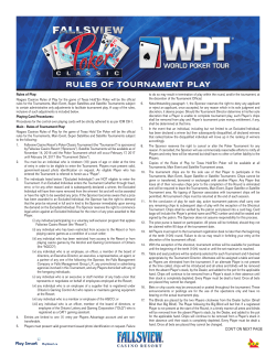 rules of tournament play - Fallsview Casino Resort