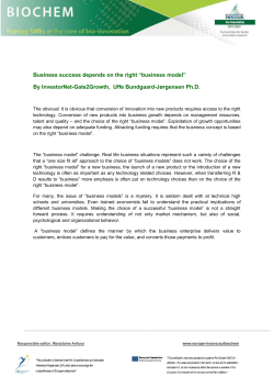 Business success depends on the right &ldquo;business model&rdquo; By