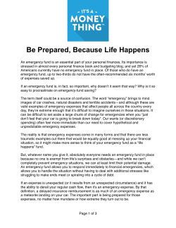 Be Prepared, Because Life Happens