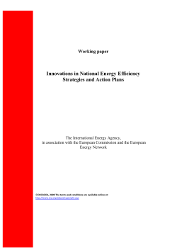 Innovations in Natiional Energy Efficiency Strategies and Action Plans