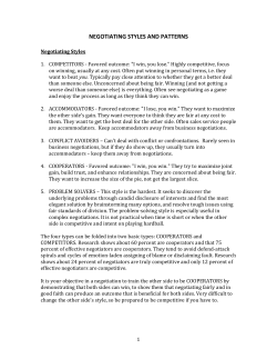 Negotiating Styles and Patterns