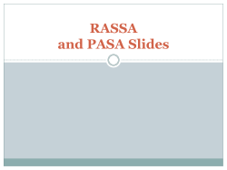 RASSA and PASA Slides