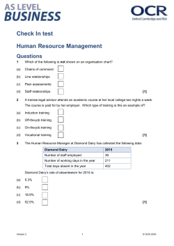 AS Level Business Check In test (Human Resource