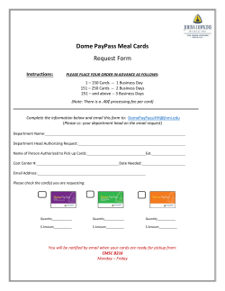 Dome PayPass Meal Cards - Johns Hopkins Medicine