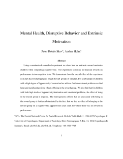 Mental Health, Disruptive Behavior and Extrinsic Motivation