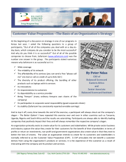 Customer Value Proposition - Balanced Scorecard Institute