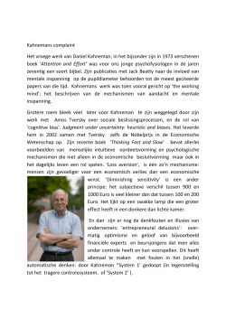 Kahnemans complaint Het vroege werk van Daniel Kahneman, in