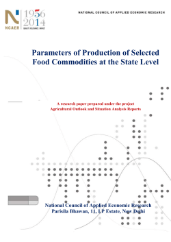 Parameters of Production of Selected Food Commodities at the