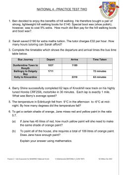 national 4 - practice test one - Maths | Queen Anne HIgh School