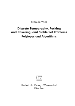 Discrete Tomography, Packing and Covering and Stable Set Problems
