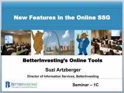 Seminar &ndash; 1C New Features in the Online SSG BetterInvesting`s