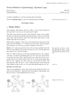Formal Methods: Epistemic Logic