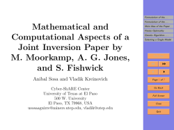 Mathematical and Computational Aspects of a Joint