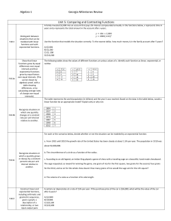 Algebra 1 Georgia Milestones Review Unit 5: Comparing and