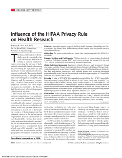 Influence of the HIPAA Privacy Rule on Health Research | JAMA