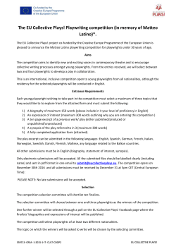 The EU Collective Plays! Playwriting competition (in memory of