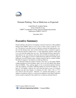 Domain Parking: Not as Malicious as Expected Domain Parking: Not