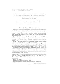 A NOTE ON NEVANLINNA`S FIVE VALUE THEOREM 1. Introduction